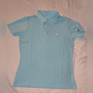 Women's Golf Pickleball Shirt Large Moisture Wicking SPF 30 Proud 90 NWOT Blue